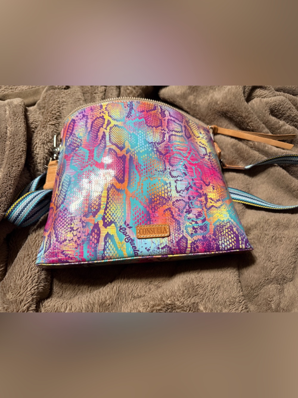 Consuela Bright Multicolor Snake-Print Crossbody